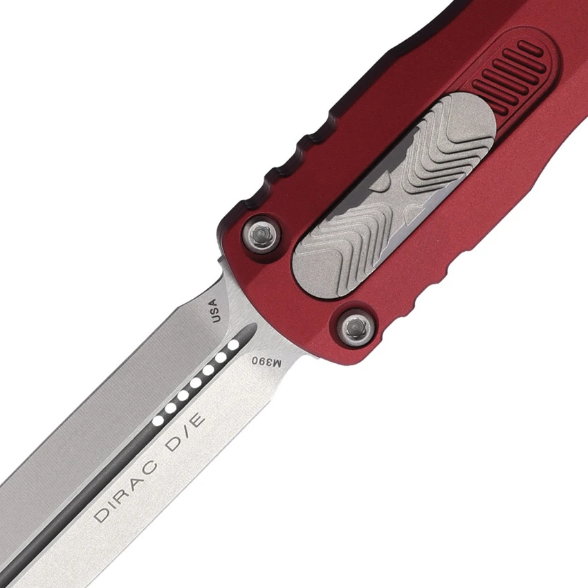 Microtech Dirac D/E OTF Automatic Knife Merlot Red Aluminum (2.9" Stonewash), Microtech Dirac D/E OTF Automatic Knife Merlot Red Aluminum (2.9" Stonewash) for Sale, Microtech Dirac D/E OTF Automatic Knife Merlot Red Aluminum (2.9" Stonewash)