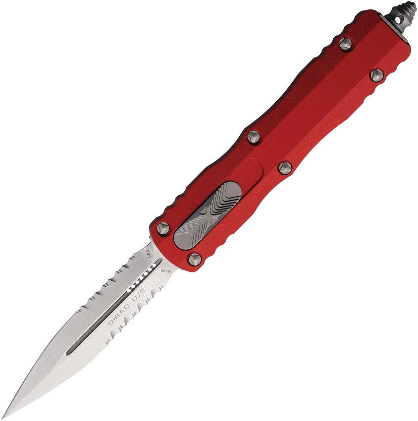 Microtech Dirac D/E OTF Automatic Knife Red Aluminum (2.9" SW Serr), Microtech Dirac D/E OTF Automatic Knife Red Aluminum (2.9" SW Serr) for Sale, Microtech Dirac D/E OTF Automatic Knife Red Aluminum (2.9" SW Serr)