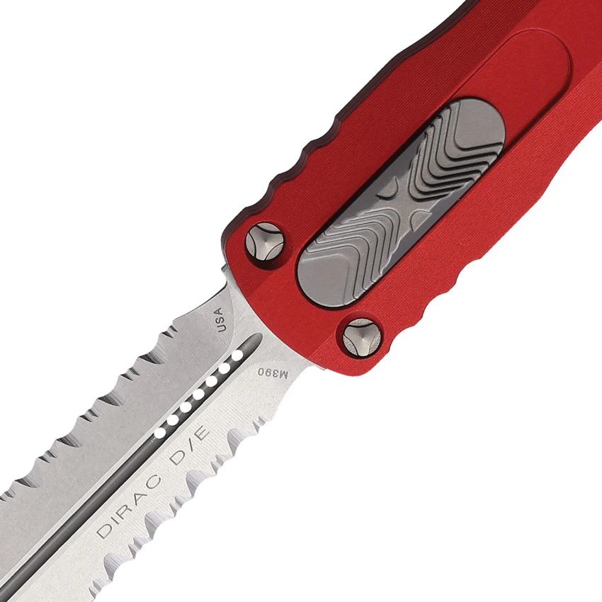 Microtech Dirac D/E OTF Automatic Knife Red Aluminum (2.9" SW Serr), Microtech Dirac D/E OTF Automatic Knife Red Aluminum (2.9" SW Serr) for Sale, Microtech Dirac D/E OTF Automatic Knife Red Aluminum (2.9" SW Serr)