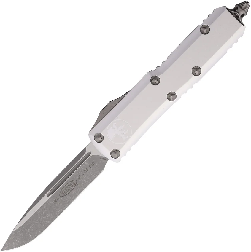 Microtech UTX-85 S/E OTF Automatic Knife Clear Aluminum (3.1" Apocalyptic)