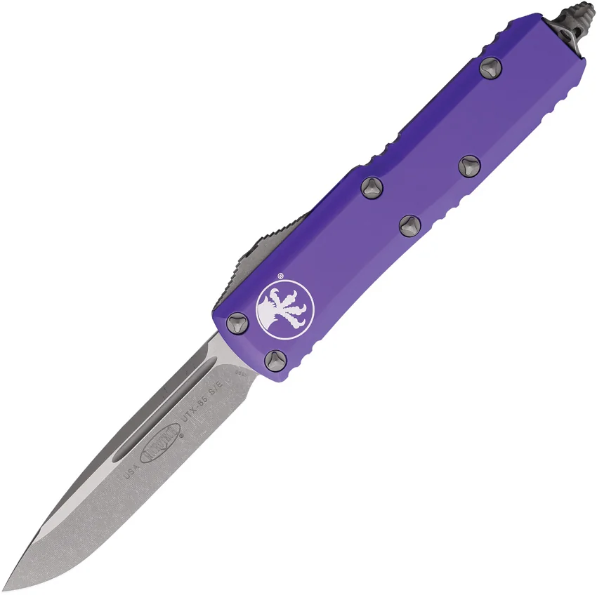 Microtech UTX-85 S/E OTF Automatic Knife Purple Aluminum (3.1" Apocalyptic)