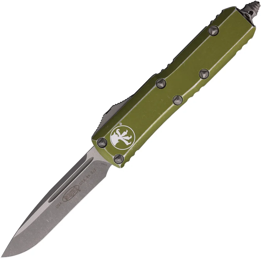Microtech UTX-85 S/E OTF Automatic Knife Distressed OD Green (3.1" Stonewash)