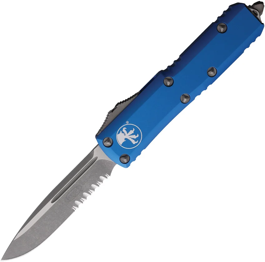 Microtech UTX-85 S/E OTF Automatic Knife Blue Aluminum (3.1" Apoc Serr)