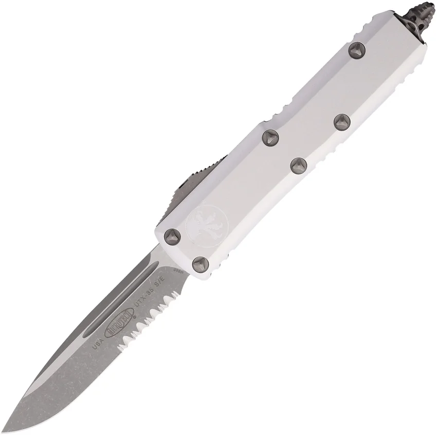 Microtech UTX-85 S/E OTF Automatic Knife Natural Clear Al (3.1" Apoc Serr)