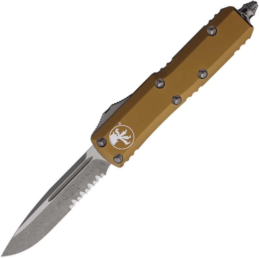 Microtech UTX-85 S/E OTF Automatic Knife Tan (3.125" Apocalyptic Serr)