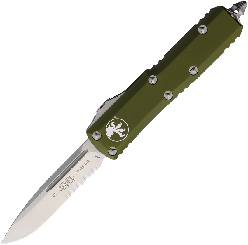 Microtech UTX-85 S/E OTF Automatic Knife OD Green (3.125" Stonewash Serr)