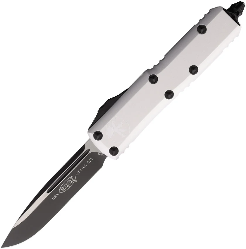 Microtech UTX-85 S/E OTF Automatic Knife Natural Clear Aluminum (3.1" Black)