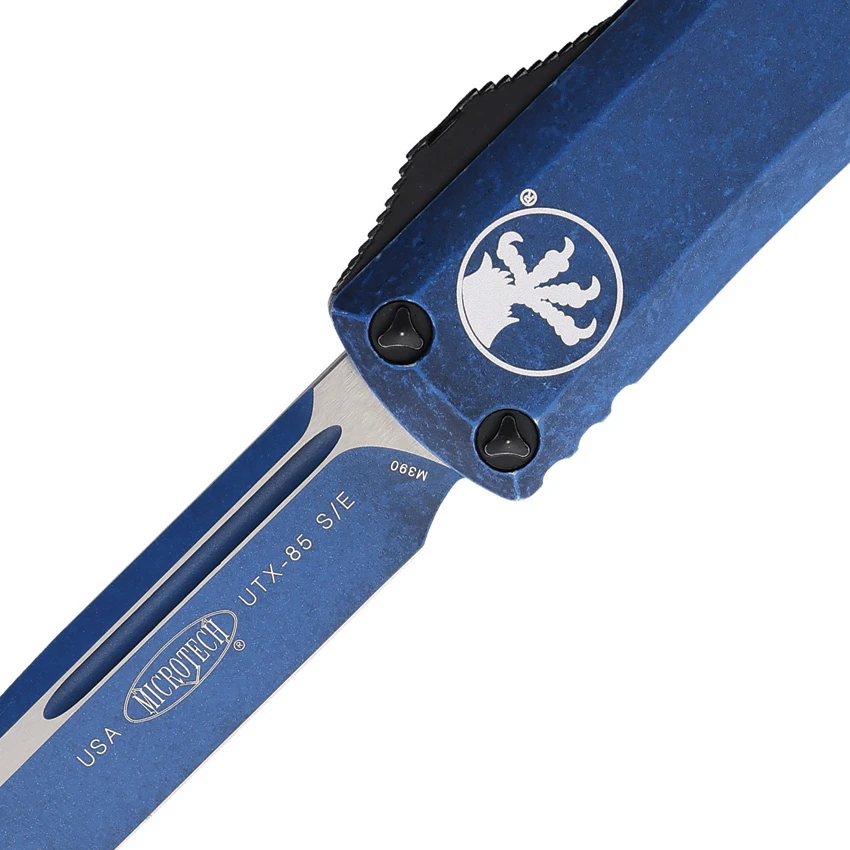 Microtech UTX-85 S/E OTF Automatic Knife Weathered Blue Al (3.1" Weathered Blue), Microtech UTX-85 S/E OTF Automatic Knife Weathered Blue Al (3.1" Weathered Blue) for Sale, Microtech UTX-85 S/E OTF Automatic Knife Weathered Blue Al (3.1" Weathered Blue)