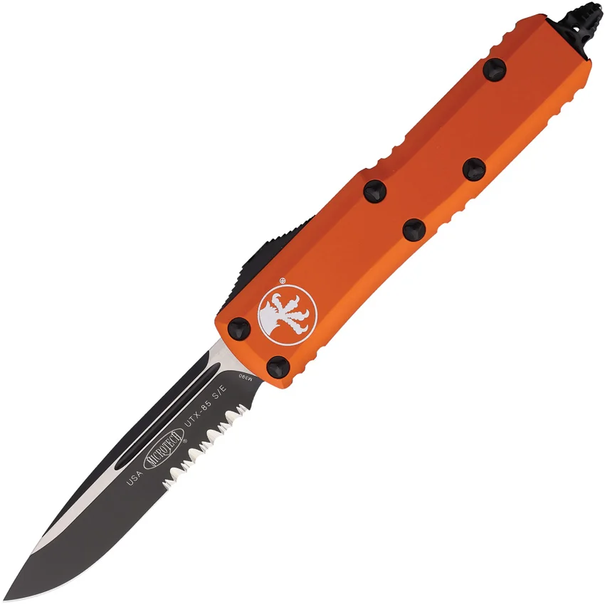 Microtech UTX-85 S/E OTF Automatic Knife Orange (3.125" Black Serr) 231-2OR