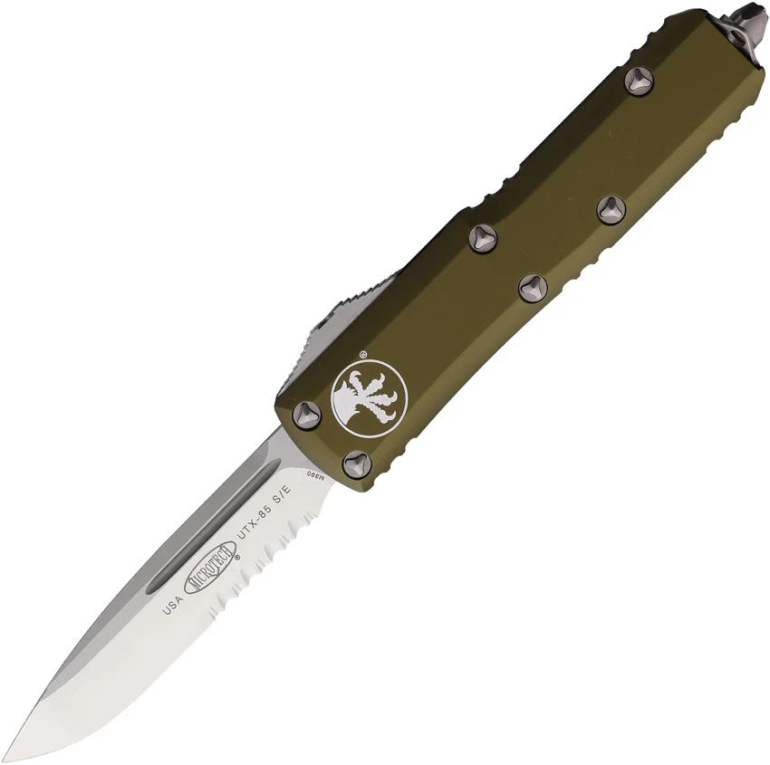 Microtech UTX-85 S/E OTF Automatic Knife OD Green (3.125" Satin Serr) 231-5 OD