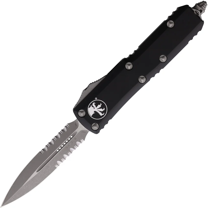 Microtech UTX-85 D/E OTF Automatic Knife Black Aluminum (3.1" Apoc Serr)