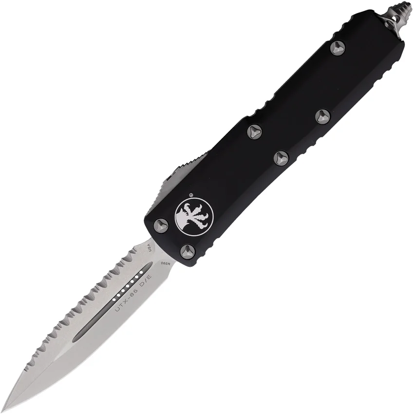 Microtech UTX-85 D/E OTF Automatic Knife Black (3.125" Stonewash Full Serr)