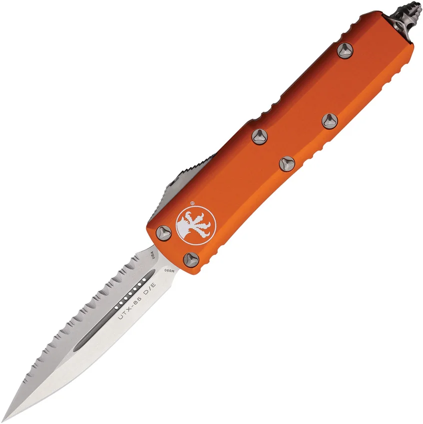 Microtech UTX-85 D/E OTF Automatic Knife Orange (3.1" Stonewash Serr)