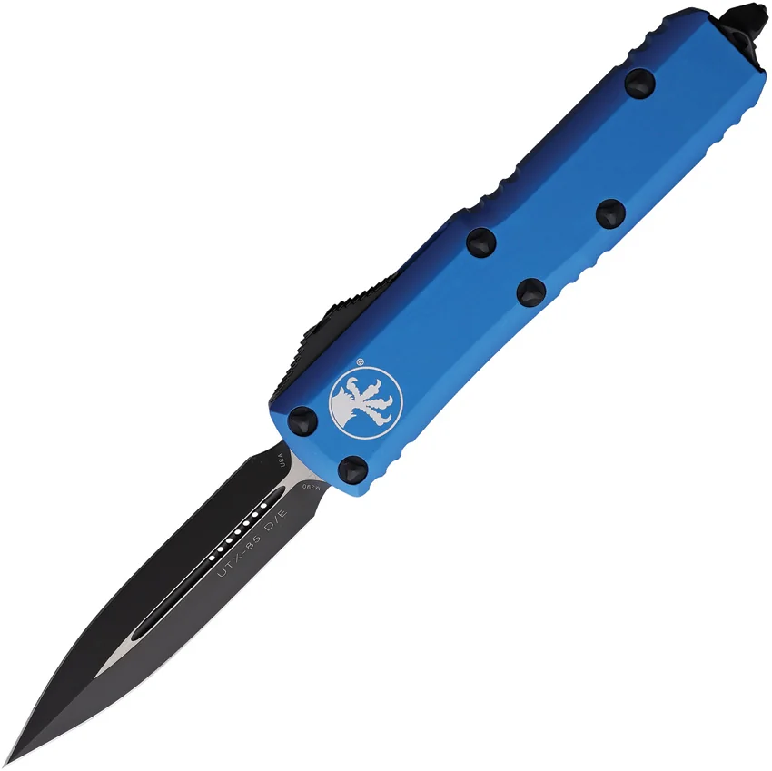 Microtech UTX-85 D/E OTF Automatic Knife Blue (3.125" Black) 232-1BL