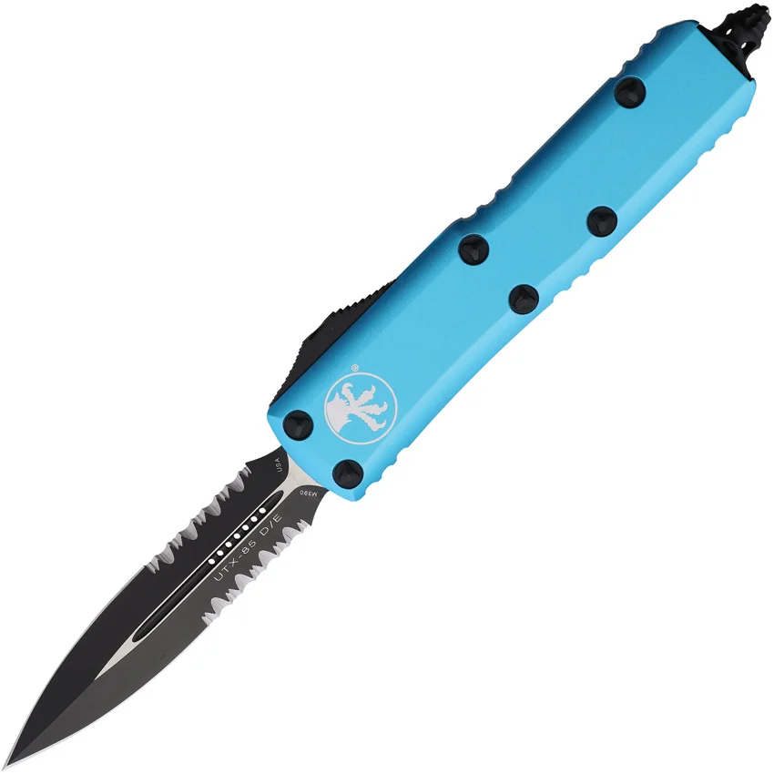 Microtech UTX-85 D/E OTF Automatic Knife Turquoise Aluminum (3.1" Black Serr)