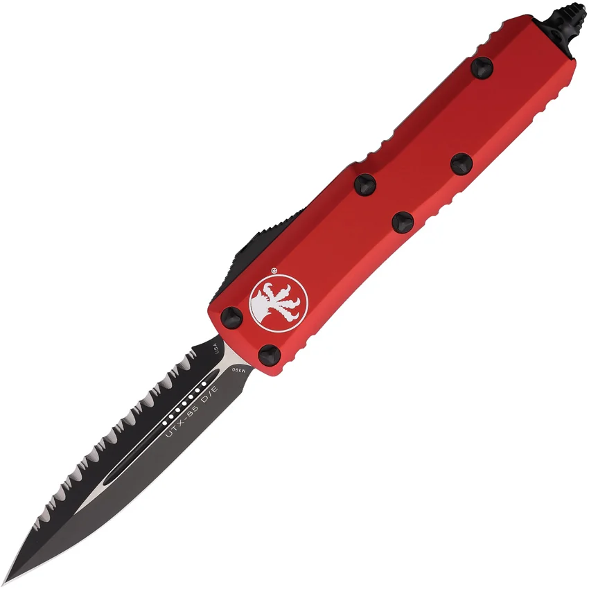 Microtech UTX-85 D/E OTF Automatic Knife Red (3.125" Black Full Serr) 232-3 RD