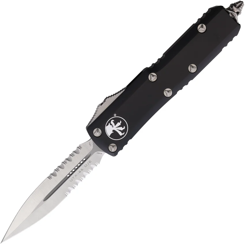Microtech UTX-85 D/E OTF Automatic Knife Black (3.125" Satin Serr) 232-5