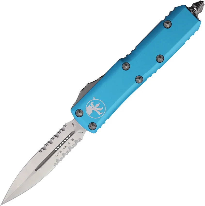 Microtech UTX-85 D/E OTF Automatic Knife Turquoise AL (3.1" Satin Serr) 232-5TQ