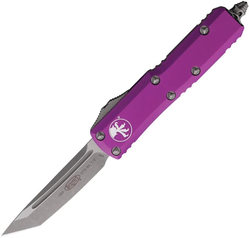 Microtech UTX-85 T/E OTF Automatic Knife Violet Aluminum (3.1" Apocalyptic)
