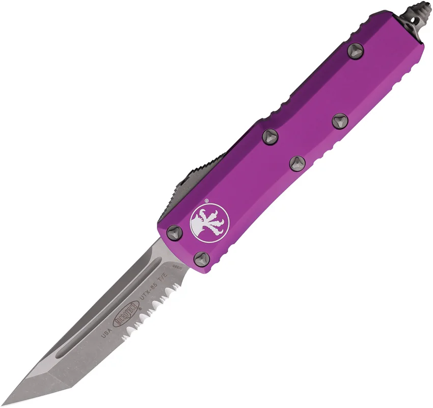 Microtech UTX-85 T/E OTF Automatic Knife Violet Aluminum (3.1" AP Serr)