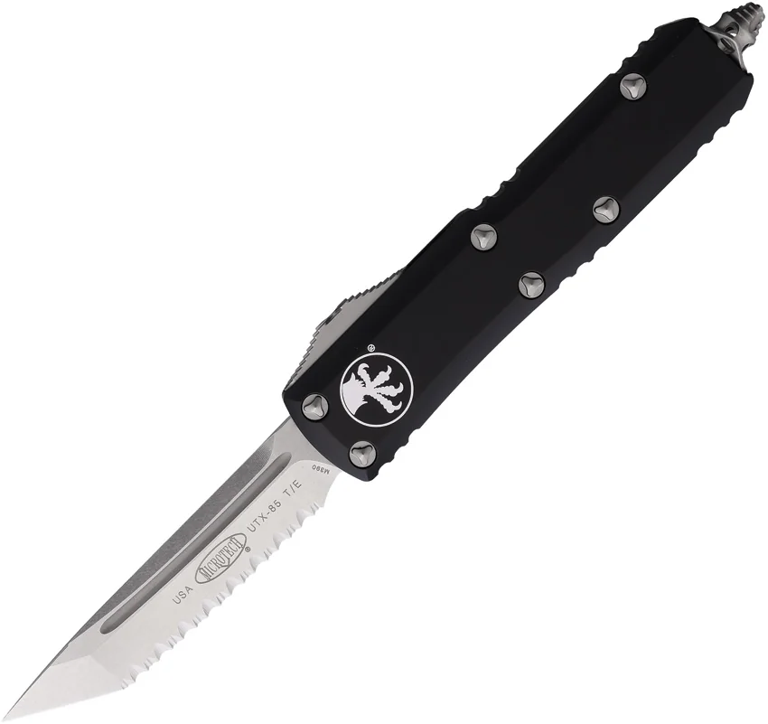 Microtech UTX-85 D/E OTF Automatic Knife Black (3.1" Stonewash Full Serr)