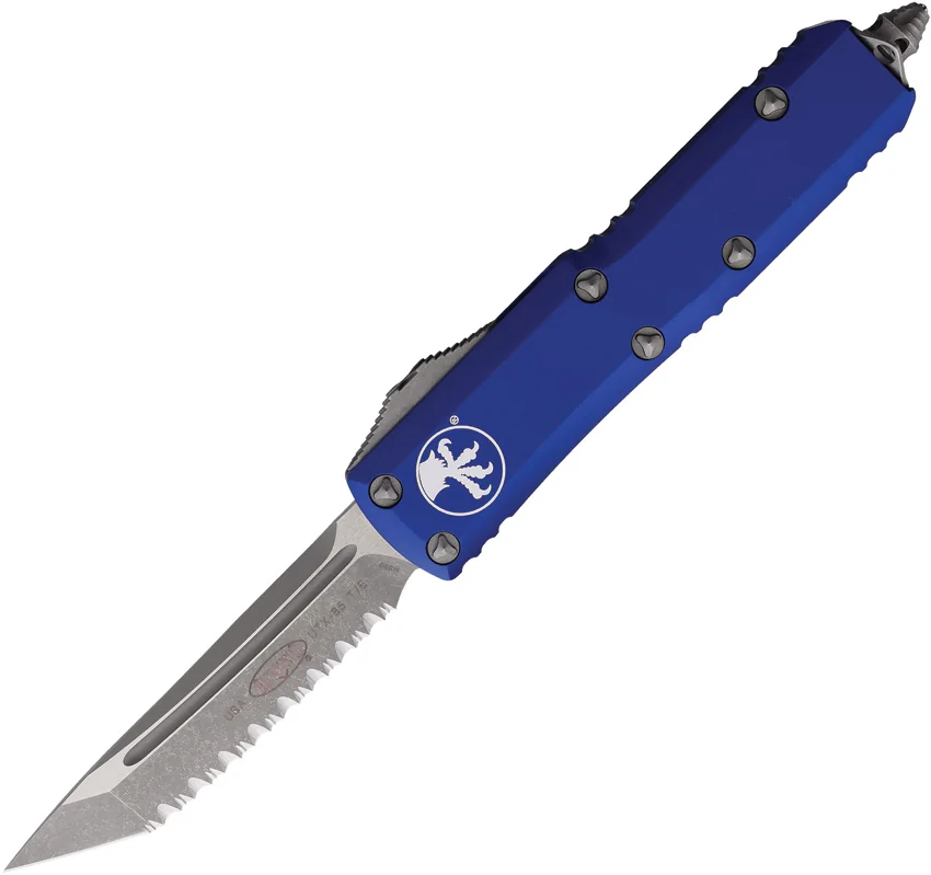 Microtech UTX-85 T/E OTF Automatic Knife Blue Aluminum (3.1" Apoc Full Serr)