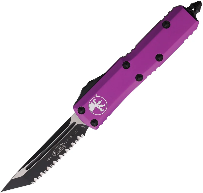 Microtech UTX-85 T/E OTF Automatic Knife Violet Al (3.13" Black Serr) MCT2333VI