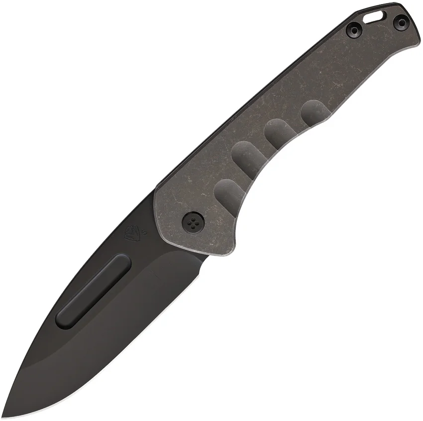 Medford Praetorian Slim Frame Lock Tumbled Titanium Drop Point (3.25" Black)
