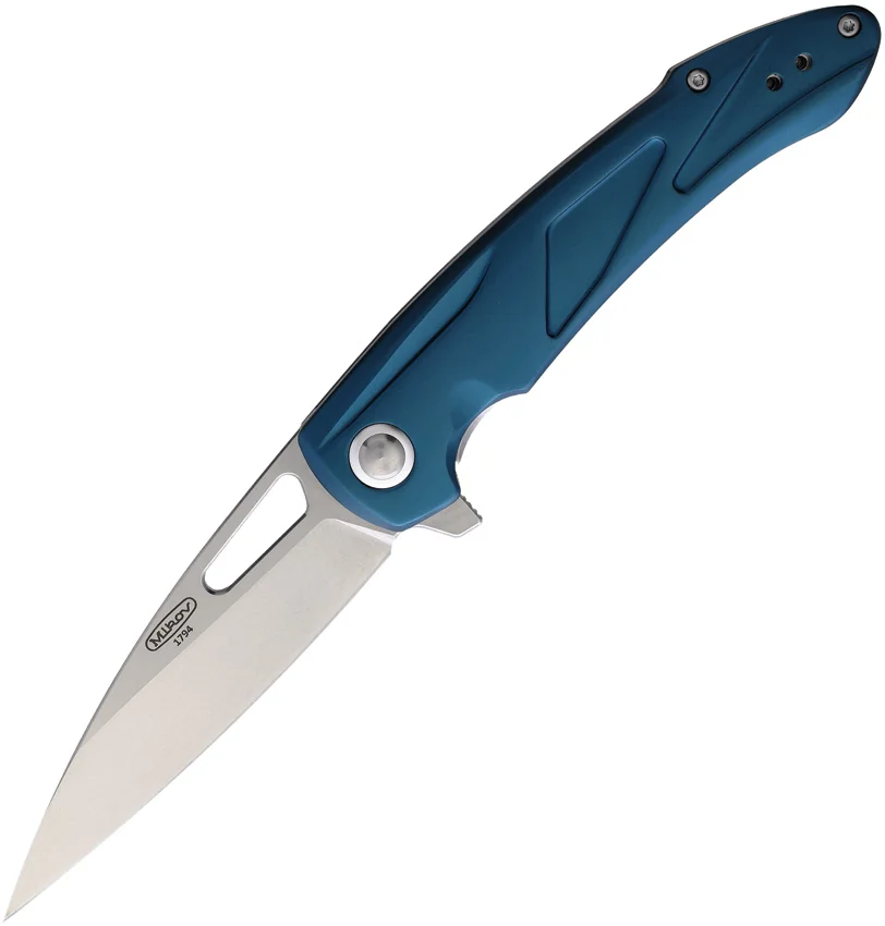 Mikov Elipt Liner Lock Knife Blue Aluminum (3.75" Stonewash)