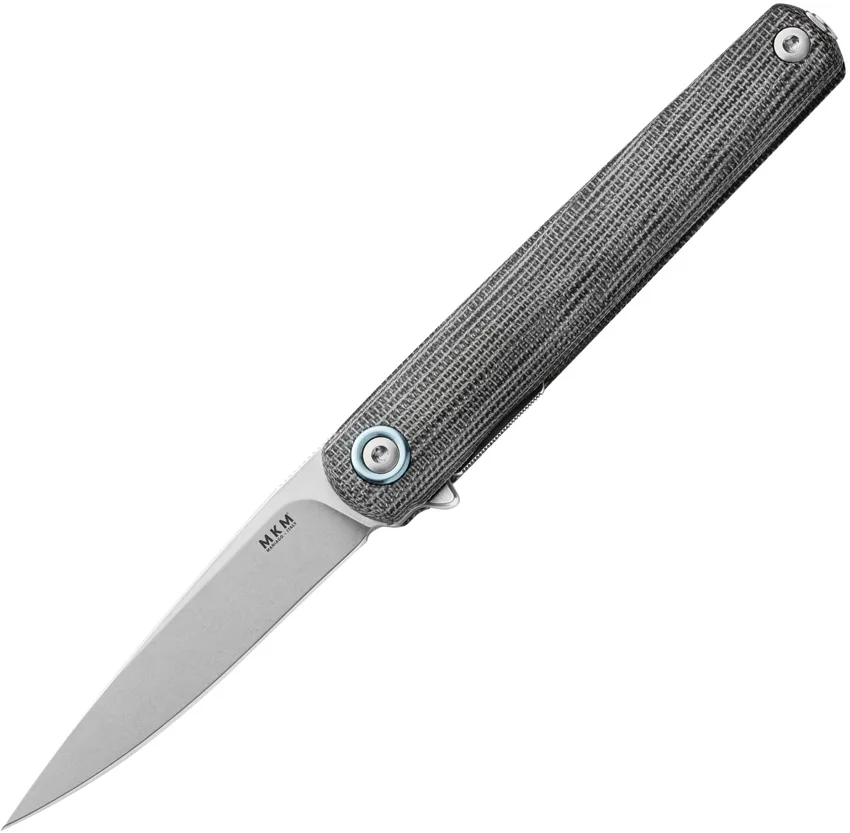 MKM Flame Light Liner Lock Knife Black Canvas Micarta (2.8" SW)