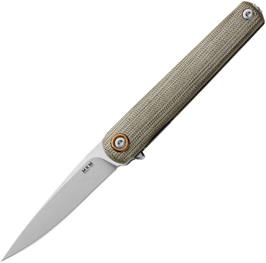 MKM Flame Light Liner Lock Knife Green Canvas Micarta (2.8" SW)