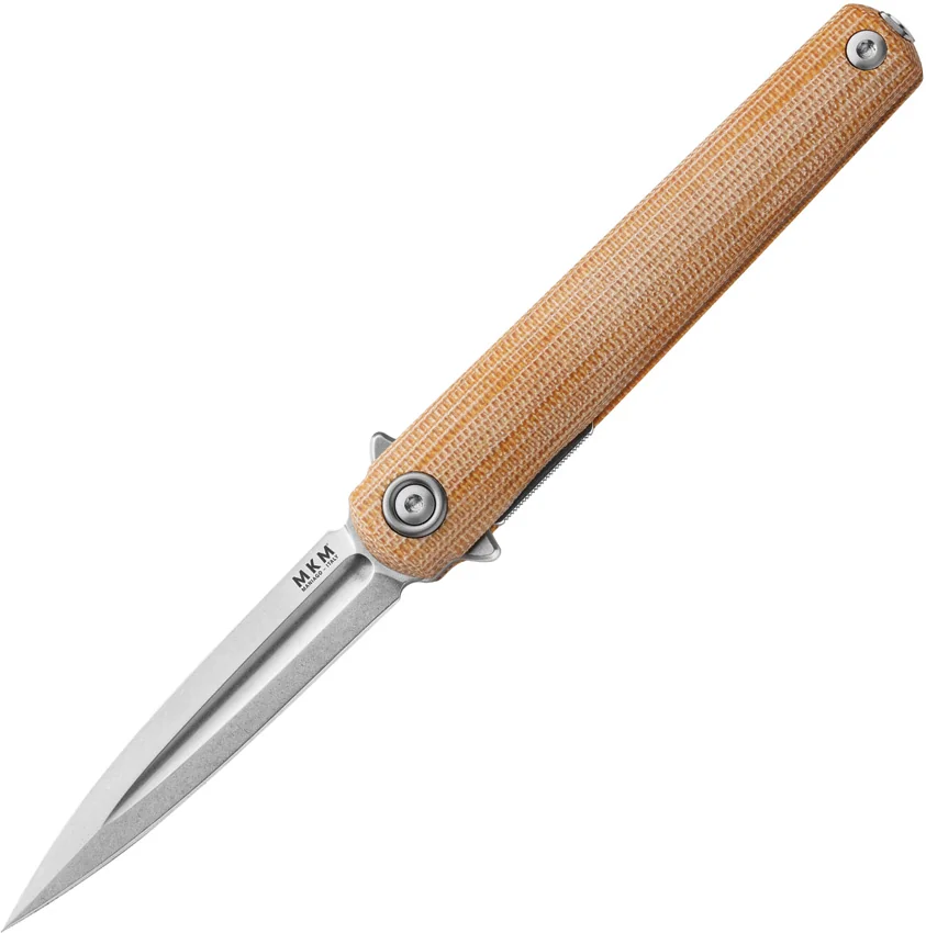 MKM Flame Light Dagger Liner Lock Knife Natural Micarta (2.8" SW)