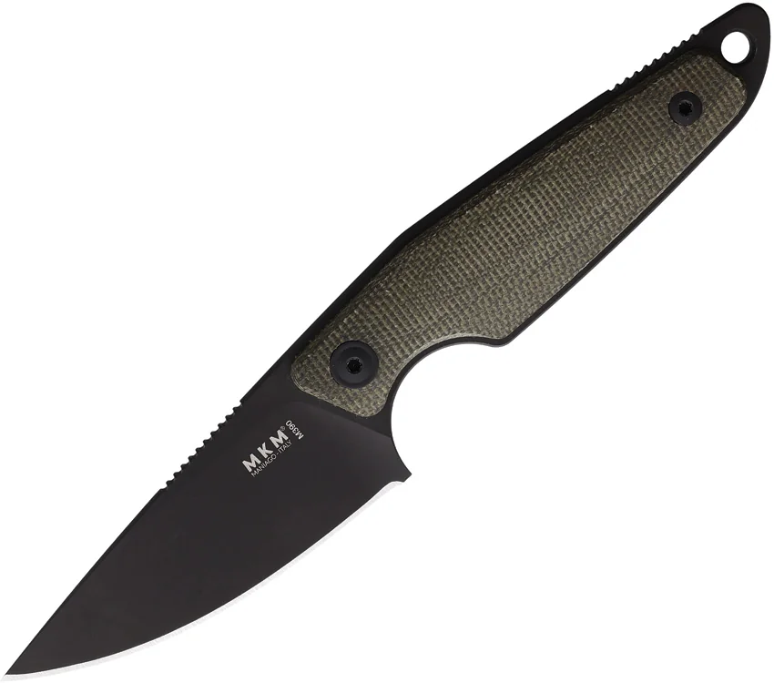 MKM Makro 1 Fixed Blade Knife Green Canvas Micarta (2.9" Black)