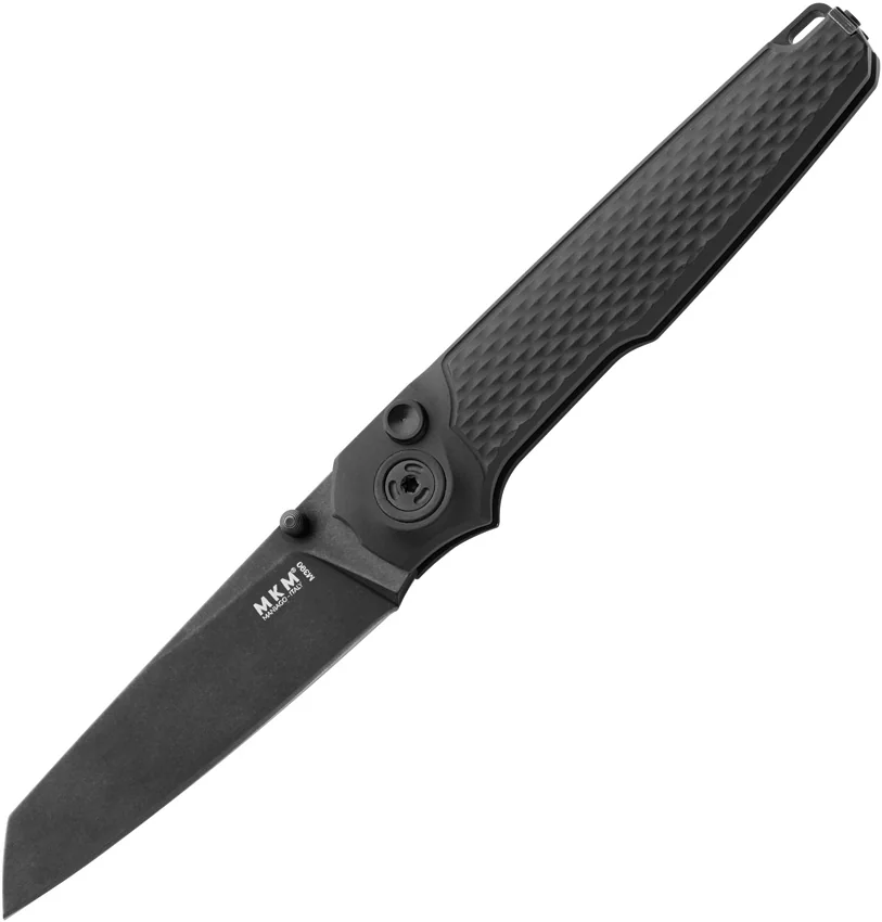 MKM Miura Button Lock Knife Black Aluminum (2.72" Dark Stonewash MagnaCut)