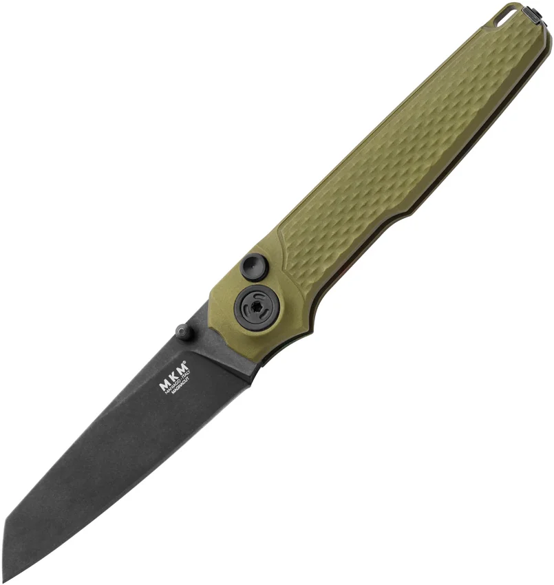 MKM Miura Button Lock Knife Green Aluminum (2.72" Dark Stonewash MagnaCut)