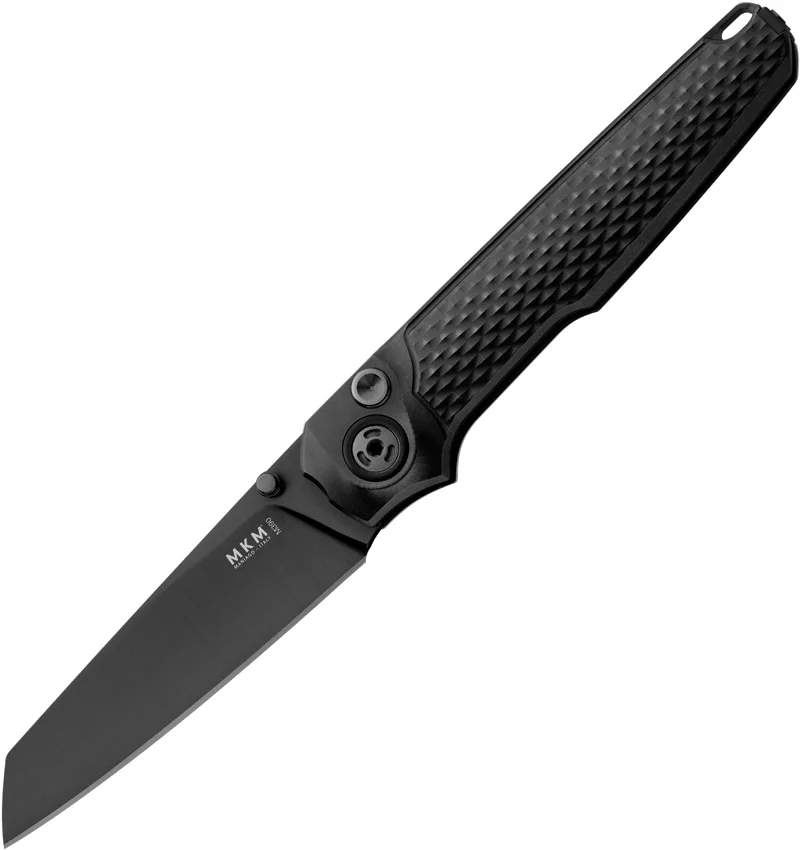 MKM Miura Button Lock Knife Black Ti (2.72" Black M390) MK MI-TDSW