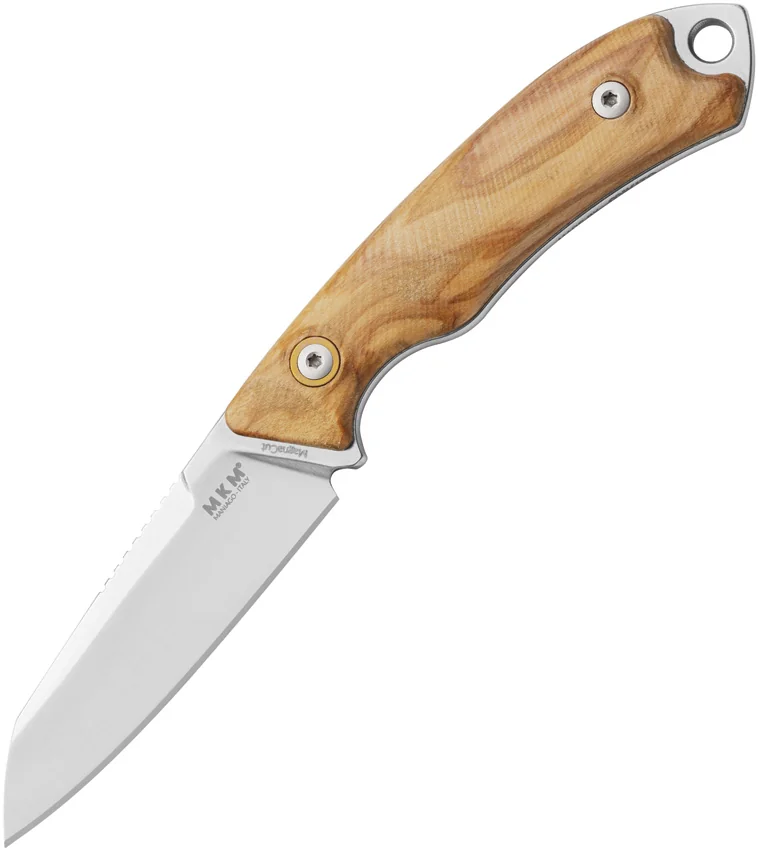MKM Pocket Tango 2 MagnaCut Fixed Blade Knife Brown Olive Wood (2.91" Satin)