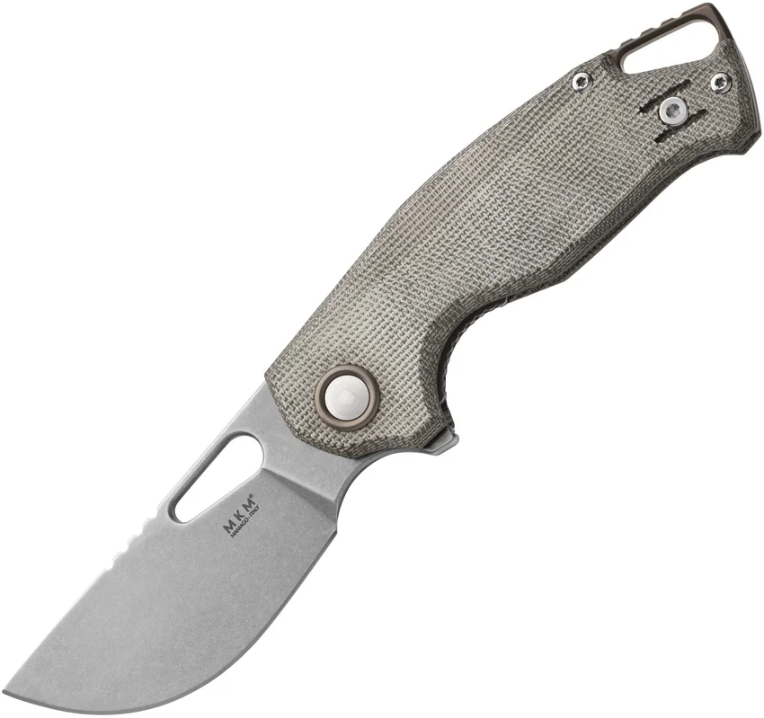 MKM Vincent MagnaCut Standard Knife Green Canvas Micarta (2.75" Stonewash)