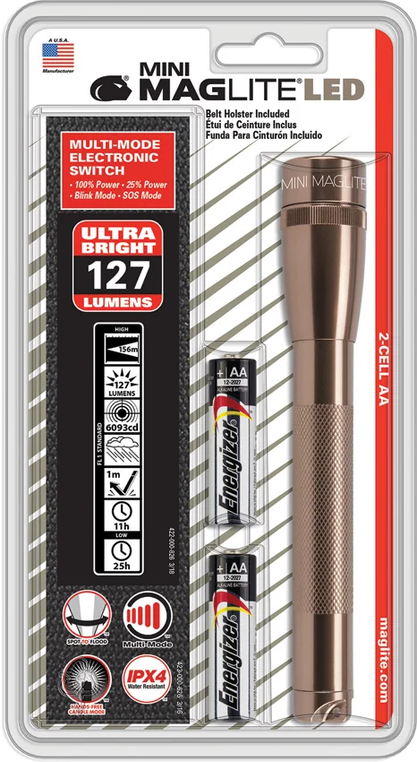 Mag-Lite Mini Maglite LED 2AA Copper Aluminum w/ Batteries (97 Lumens)