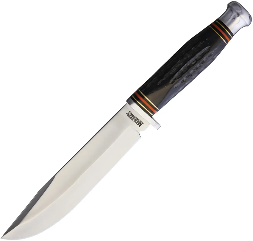 Marbles Bowie Horn Clip Point Knife Black Horn (6.25" Satin Stainless Steel)