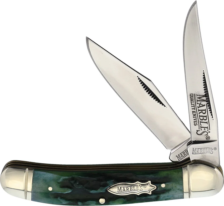 Marbles Knives Copperhead Green Stag Bone