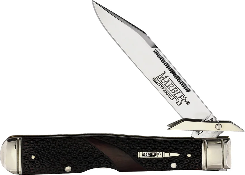Marbles Knives Swing Guard Brown Checker Bone