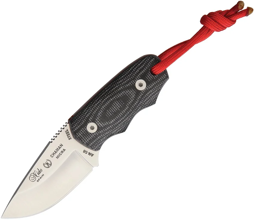 Nieto Chaman Micra Drop Point Fixed Blade Knife Black Micarta (2.3" Satin)