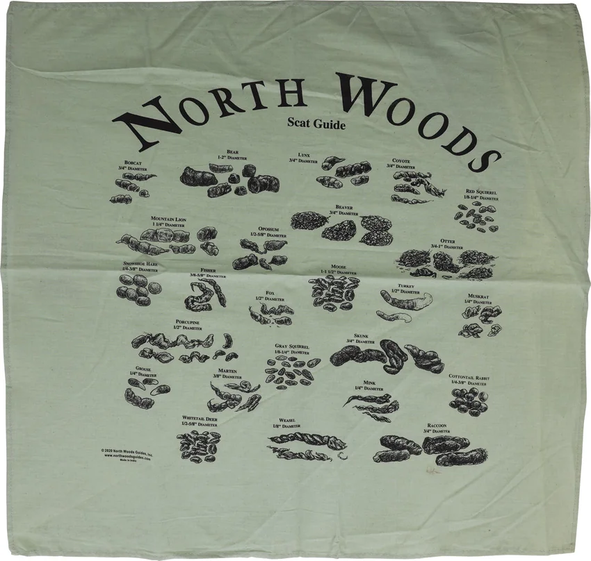 North Woods Field Guides Animal Scat Bandana Green