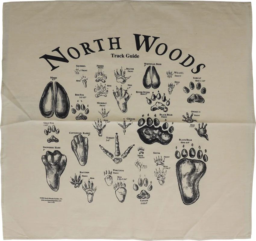 North Woods Field Guides Animal Track Bandana Tan