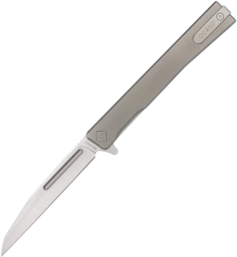 Ocaso Solstice Liner Lock Knife Gray Titanium Wharncliffe (3.5" Satin)