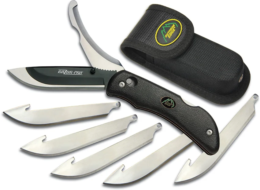 Outdoor Edge Razor-Pro Replaceable Razor/Gutting Blade Knife (Black) RO-10