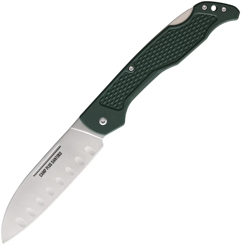 Ontario Camp Plus Santoku Folder Knife Green GFN (4.25" Satin) 4305