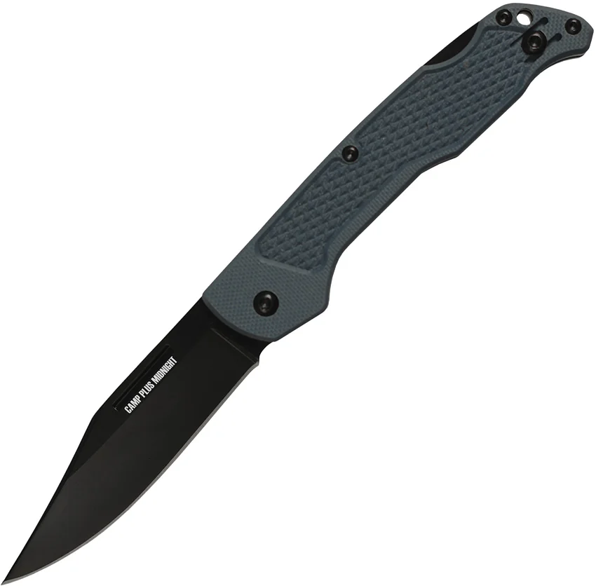 Ontario Camp Plus EDC Lockback Midnight Gray Nylon (3.38" Black)