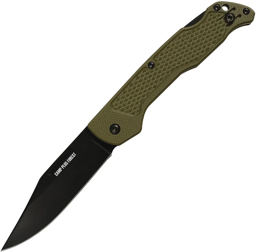 Ontario Camp Plus EDC Lockback OD Green Nylon (3.38" Black)